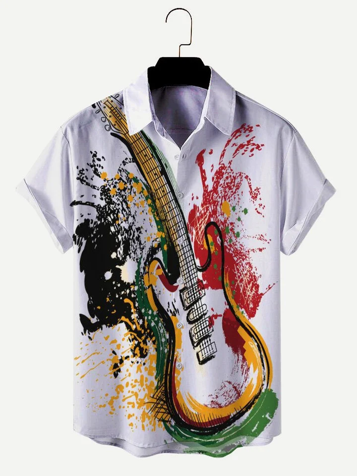 Crazy Guitar Hawaiian Aloha Shirts/ Summer gift for Men and women
