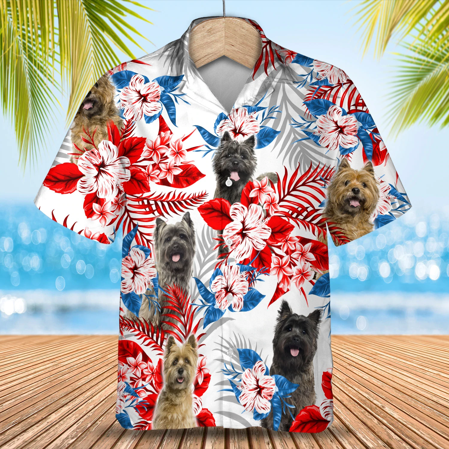 Cairn Terrier Hawaiian Shirt/ Summer aloha shirt/ Men Hawaiian shirt/ Women Hawaiian shirt