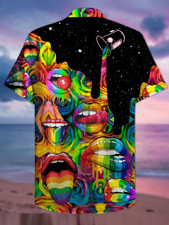 Candy Lips Lgbt Hawaiian Shirt For Gay And Lesbian Women/ Hawaiian Shirts Gay/ Women Hawaiian Shirts