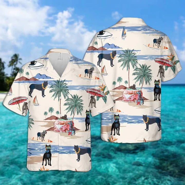 Cane Corso Summer Beach Hawaiian Shirt/ Hawaiian Shirts for Men Short Sleeve Aloha Beach Shirt