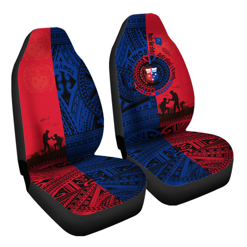 Samoa Independence Day Quotes Car Seat Cover Military Polynesian Pattern