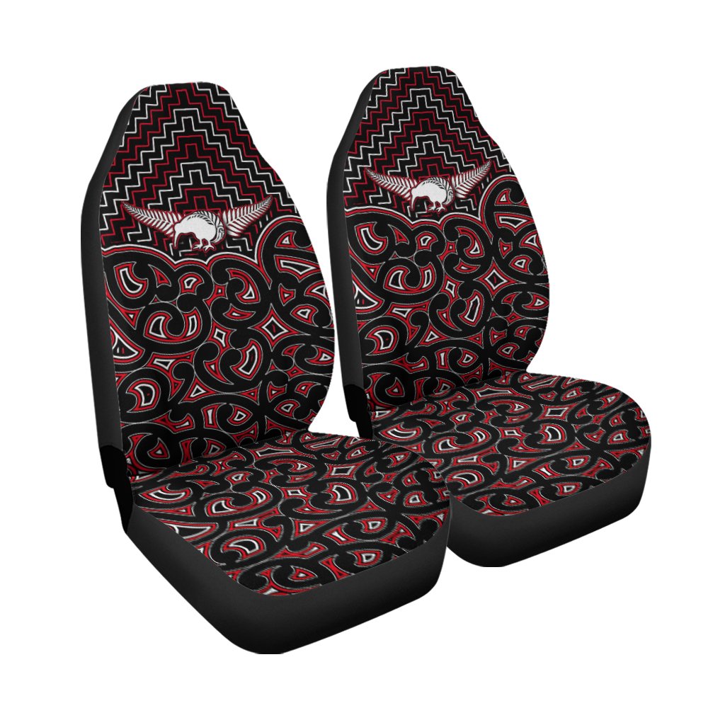 New Zealand Car Seat Cover Maori Graphic Tee patterns Red