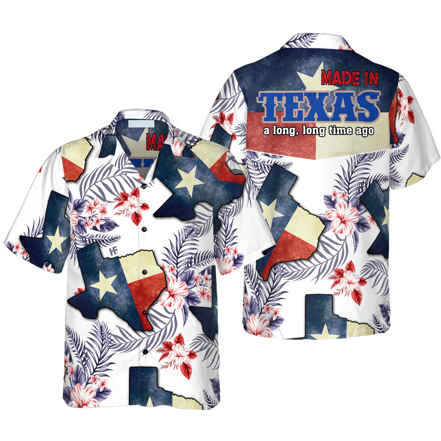 Floral Texas Hawaiian Shirt For Men/ Made In A Long Time Ago Texas State Shirt/ Proud Texas Flag Shirt for Men