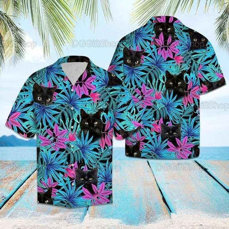 Cat Hawaiian Shirts/ Cat Vintage Beach Shirt/ Gift For Him/ Father''s Day/ Cat Hawaiian/ Funny Cat/ Cat Lover/ Shirt For Men