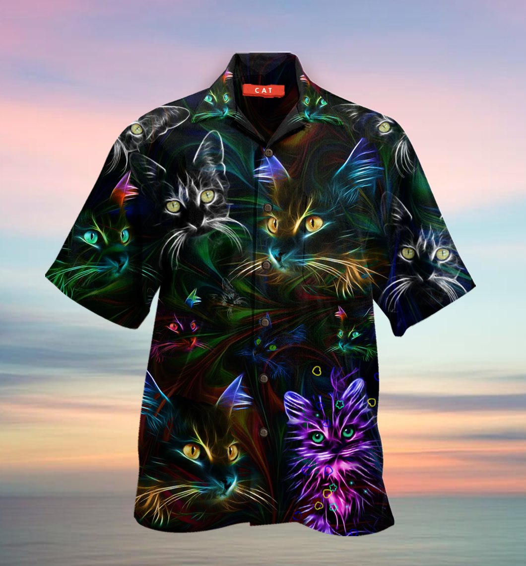 Cat 3D Hawaiian shirt glow/ hawaiian shirt for men/ women