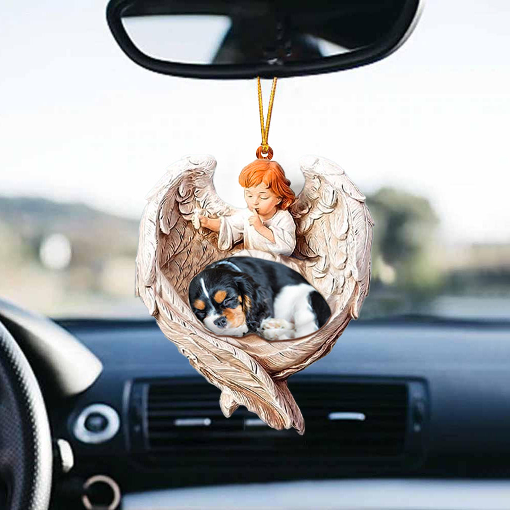 Hanging Ornament Dog Sleeping Cavalier King Charles Spaniel Protected By Angel