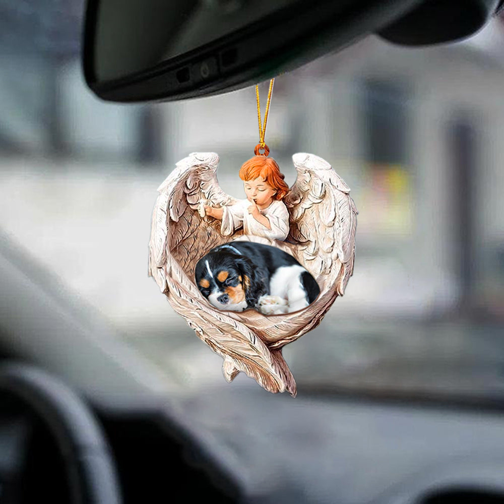 Hanging Ornament Dog Sleeping Cavalier King Charles Spaniel Protected By Angel