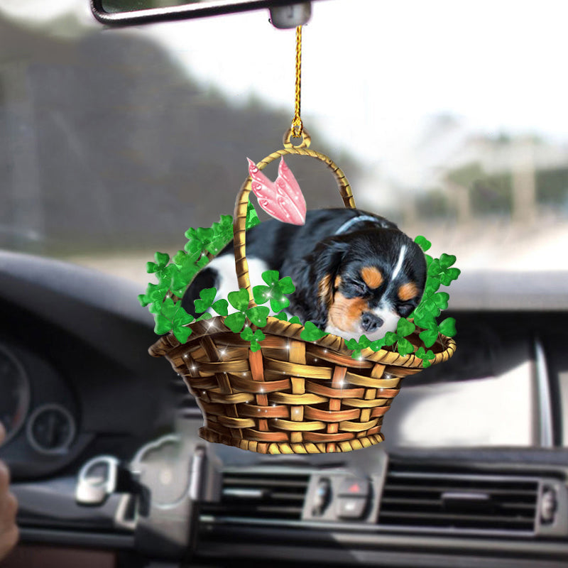 Cavalier King Charles Spaniel Cute Ornament For Car/ Sleeping Lucky Fairy Two Sided Ornament
