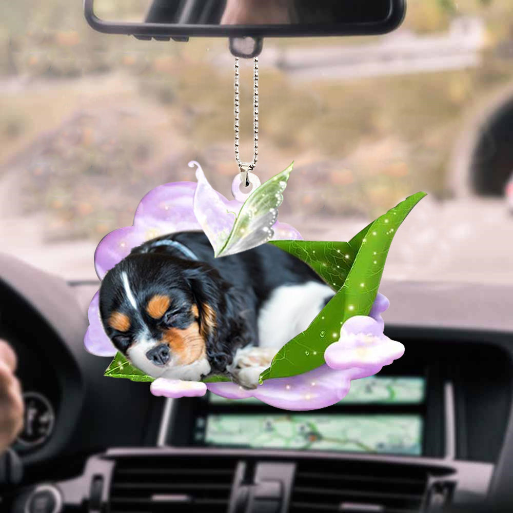 Cavalier King Charles Spaniel Car Hanging Ornament/ Pet Sleep On Fallen Leaves Ornament