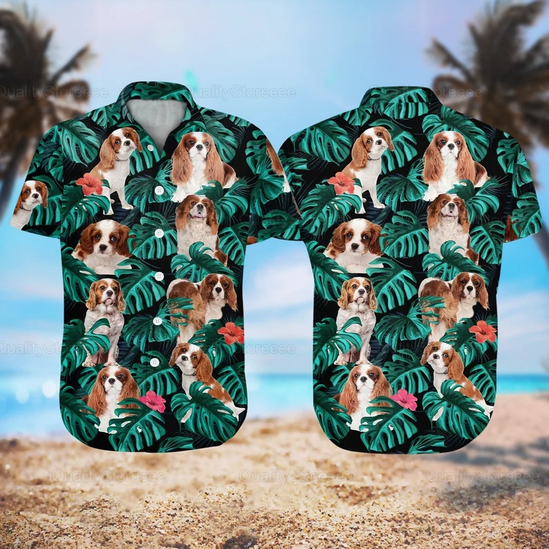 Cavalier King Hawaii Shirt/ Shirt For Men/ Hawaiian Shirt/ Cavalier Gifts