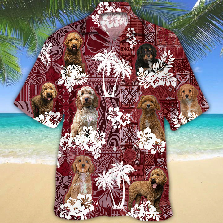 Cavapoo Red Hawaiian Shirt/ Gift for Dog Lover Shirts/ Animal Summer Shirts/ Hawaiian Shirt Men