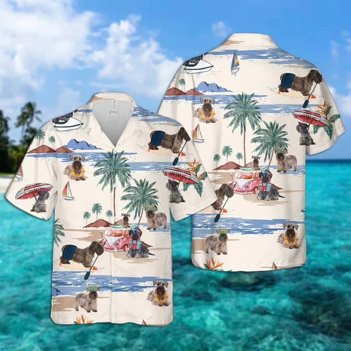 Cesky Terrier Summer Beach Hawaiian Shirt/ Hawaiian Shirts for Men Short Sleeve Aloha Beach Shirt