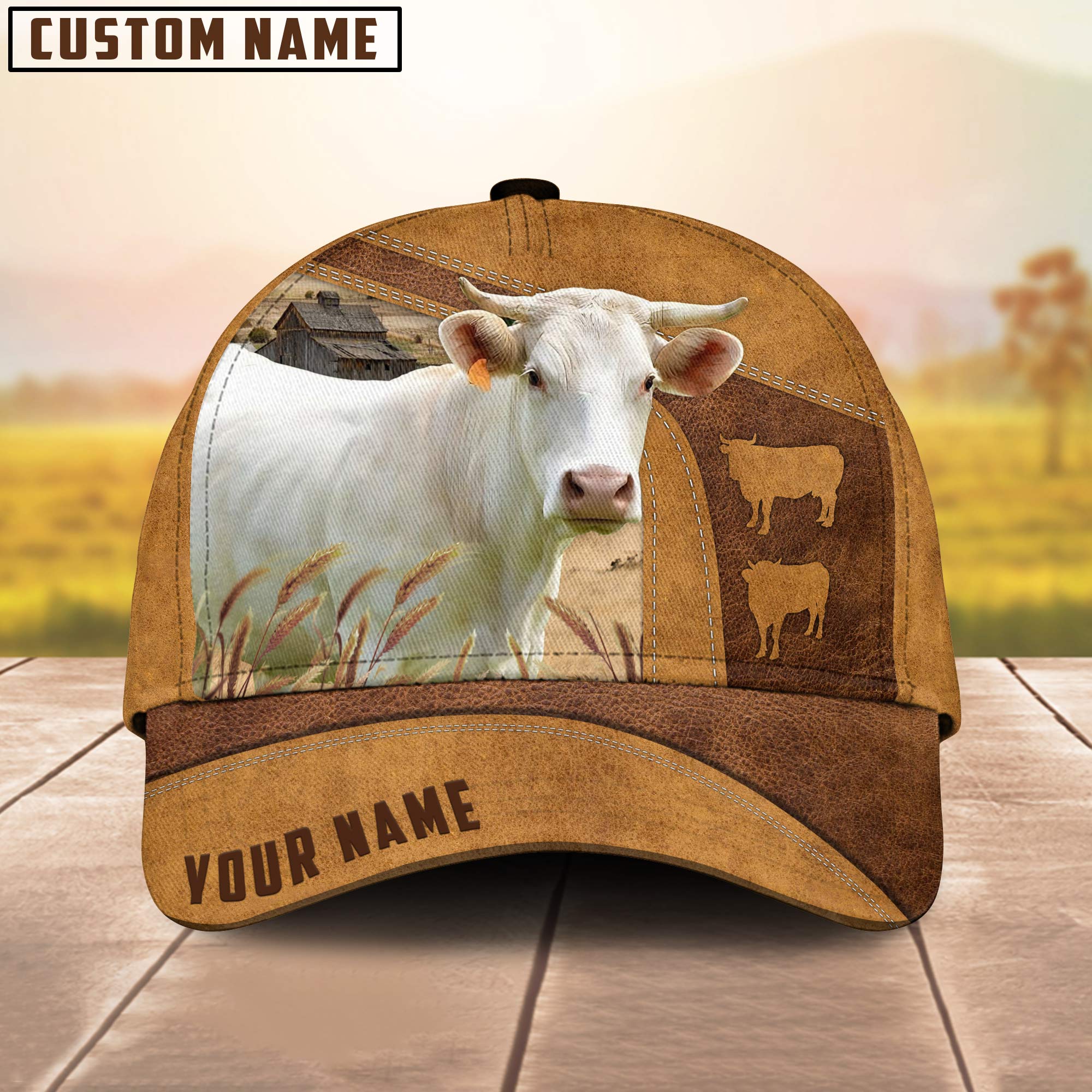 Personalized Name Charolais Cattle Cap/ Cattle Hat/ Farm Baseball Hat/ Cap Hat For Cow Lover