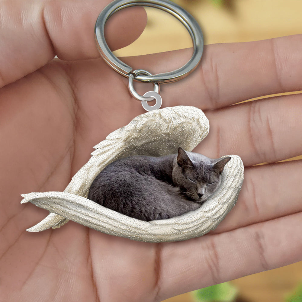 Chartreux Cat Sleeping Angel Acrylic Keychain Cat Sleeping keychain
