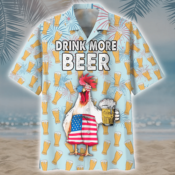 Chicken And Beer Watercolor Hawaiian Shirt/ aloha shirt hawaii/ Hawaii shirts mens