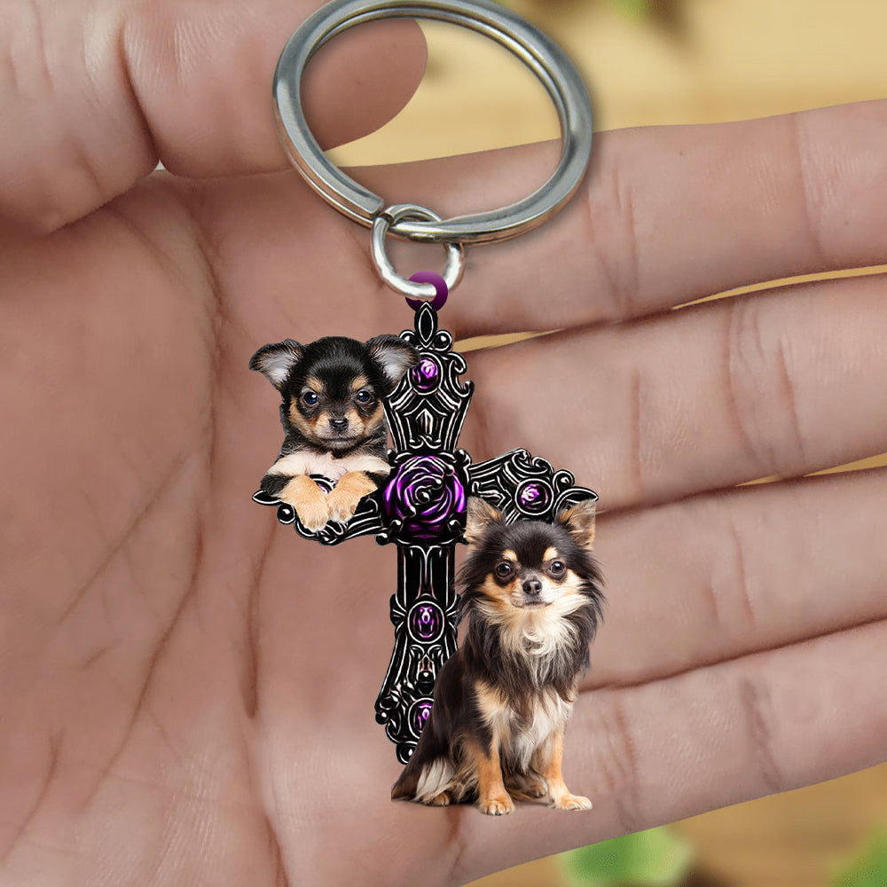 Cute Chihuahua Pray For God Acrylic Keychain Dog Keychain Coolspod