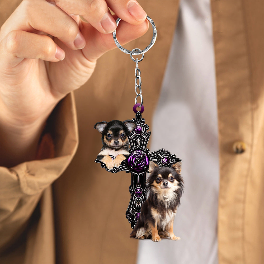 Cute Chihuahua Pray For God Acrylic Keychain Dog Keychain Coolspod