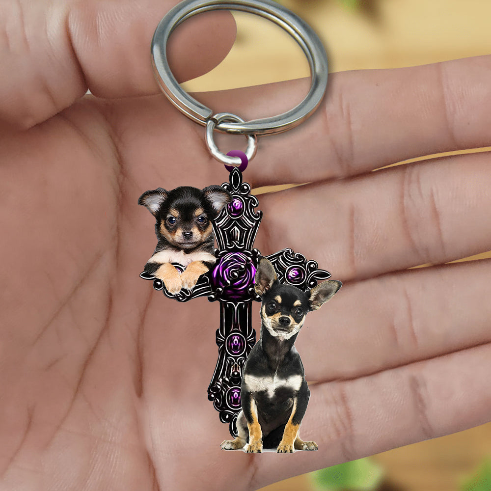 Chihuahua Pray For God Acrylic Keychain Dog Keychain Pet Keychain