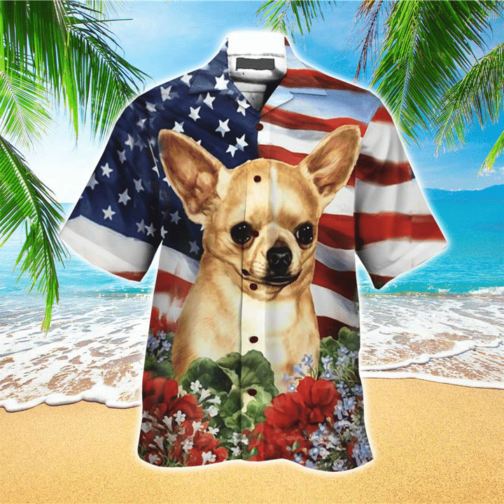 Chihuahua Terrier hawaiian Shirt/ Chihuahua Clothing/ Flowers Aloha Shirt For Dog Lovers