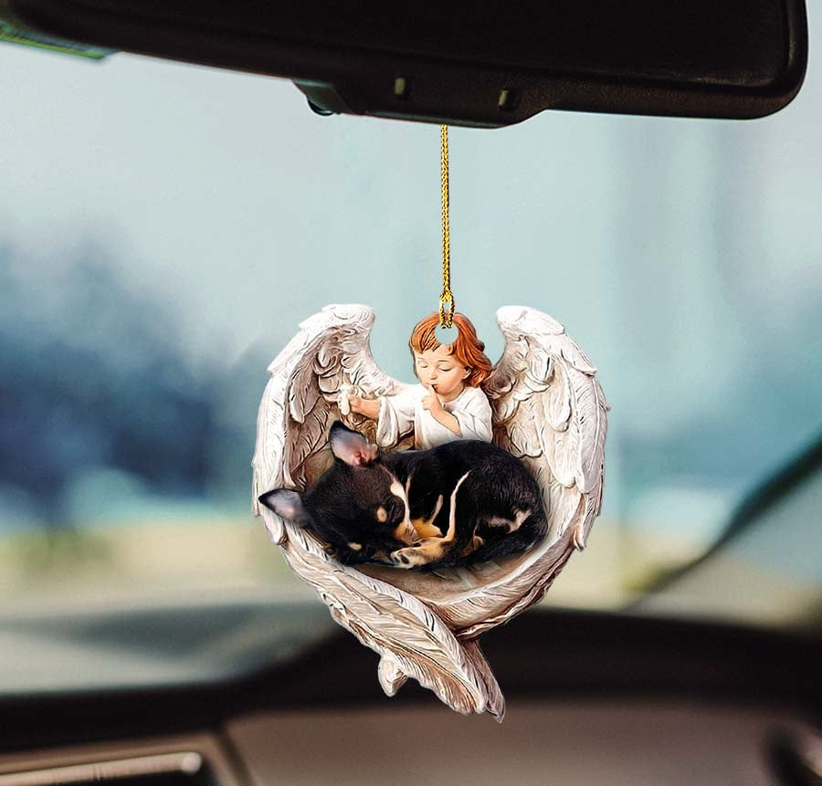 Acrylic Ornament Chihuahua Sleeping Protected By Angel Hanging Ornament