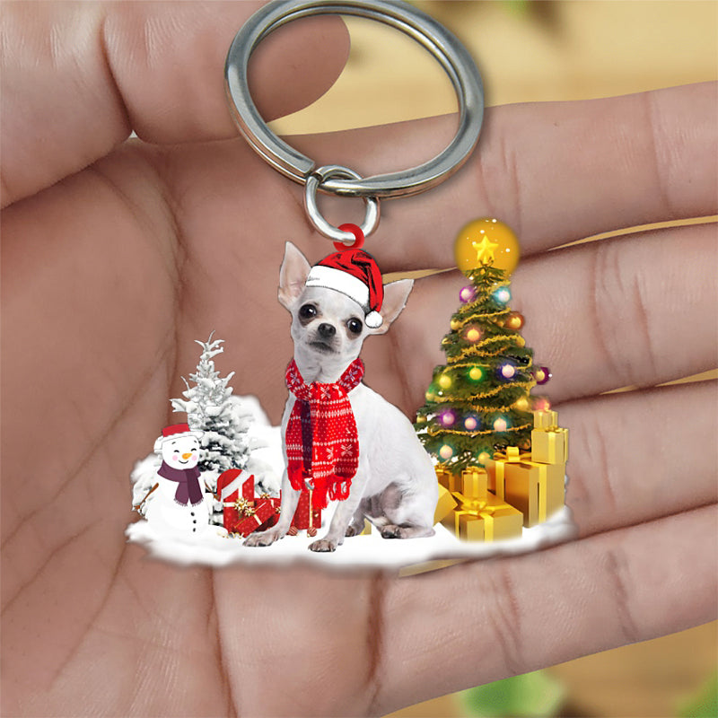 Chihuahua Early Merry Christmas Acrylic Keychain Dog Keychain For Men Women