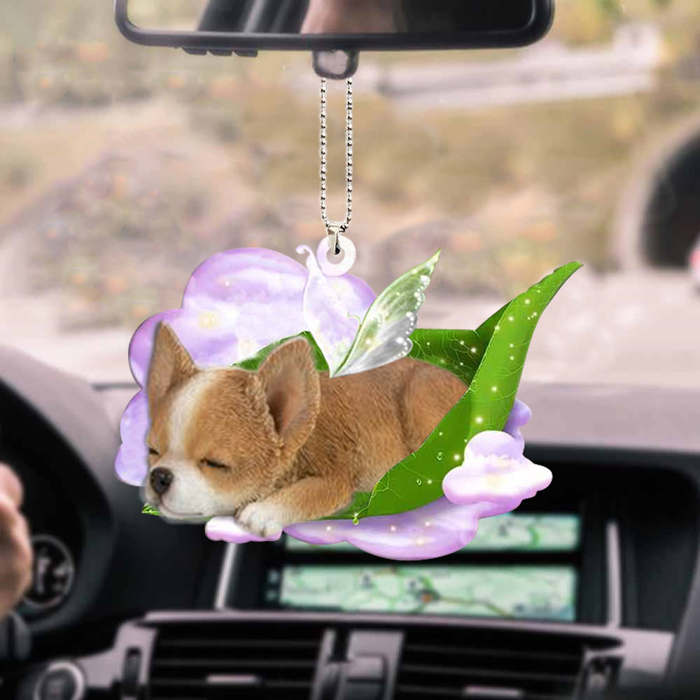 Chihuahua Sleeping On Fallen Leaves Hanging Ornaments/ Two Sided Car Ornament For Dog Lovers
