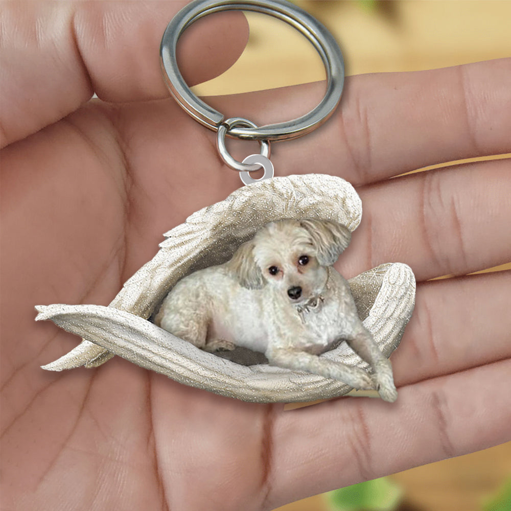 Chinese Crested Powderpuff Sleeping Angel Acrylic Keychain Dog Sleeping keychain