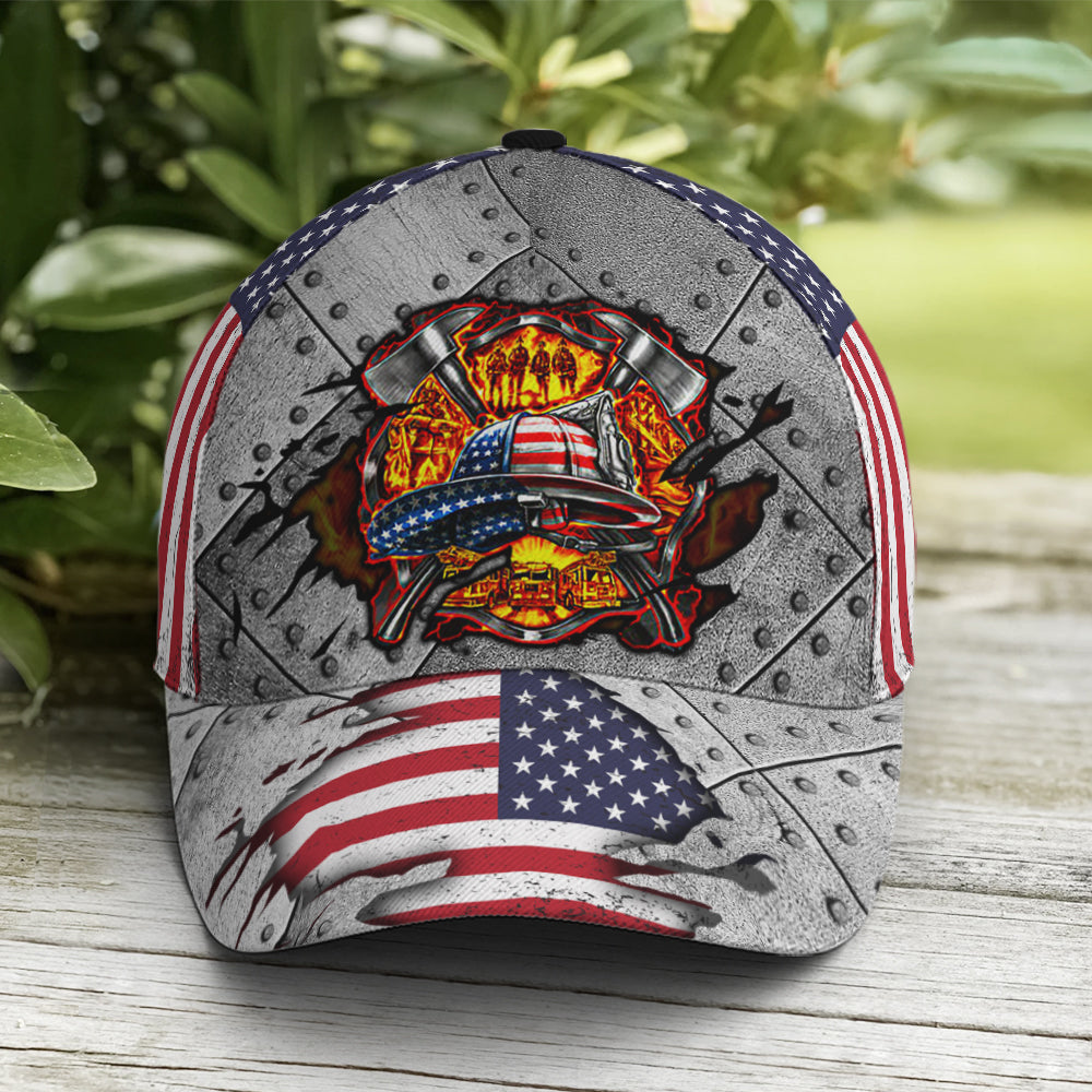 American Firefighter American Flag Style Baseball Cap Coolspod