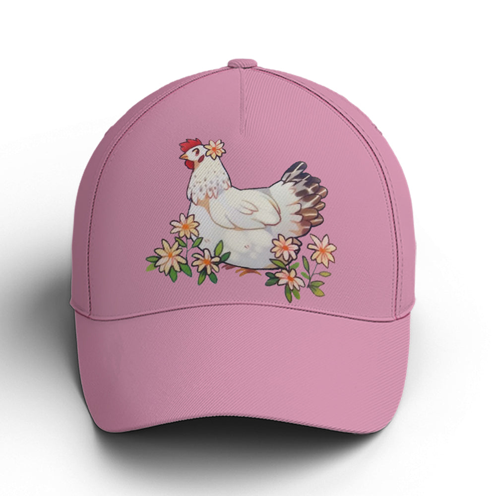 Funny Chicken Countryside Pink Baseball Cap Coolspod