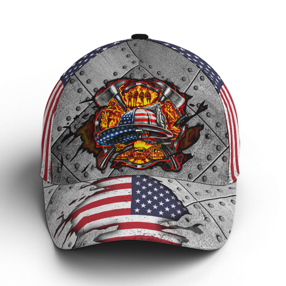 American Firefighter American Flag Style Baseball Cap Coolspod