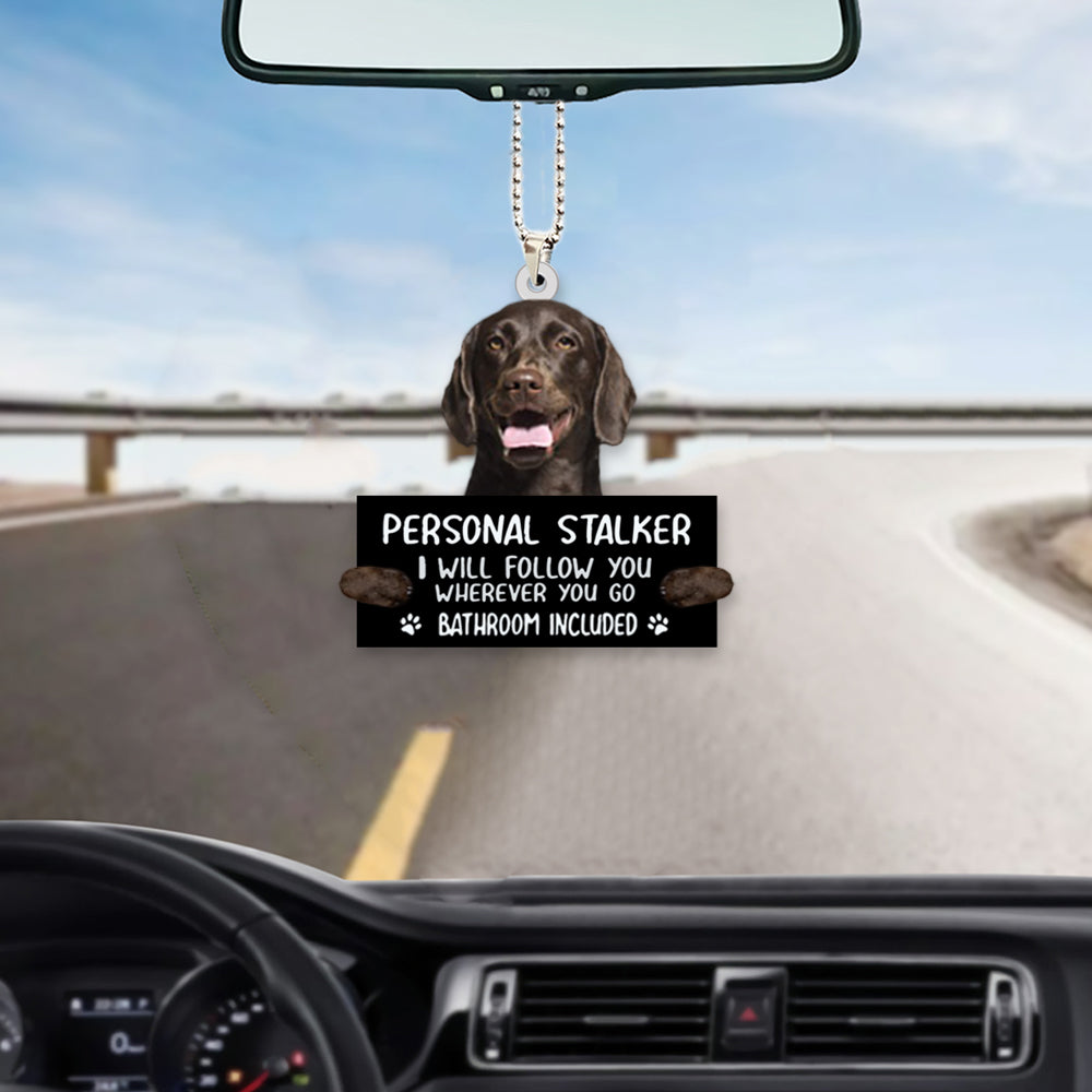 Chocolate Labrador Retriever Personal Stalker Car Hanging Ornament