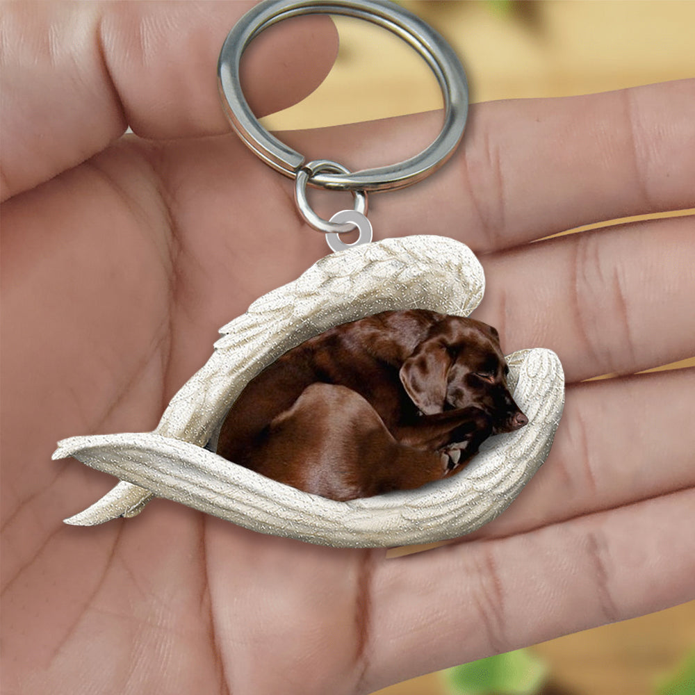 Chocolate Labrador Sleeping Angel Acrylic Keychain Dog Sleeping keychain