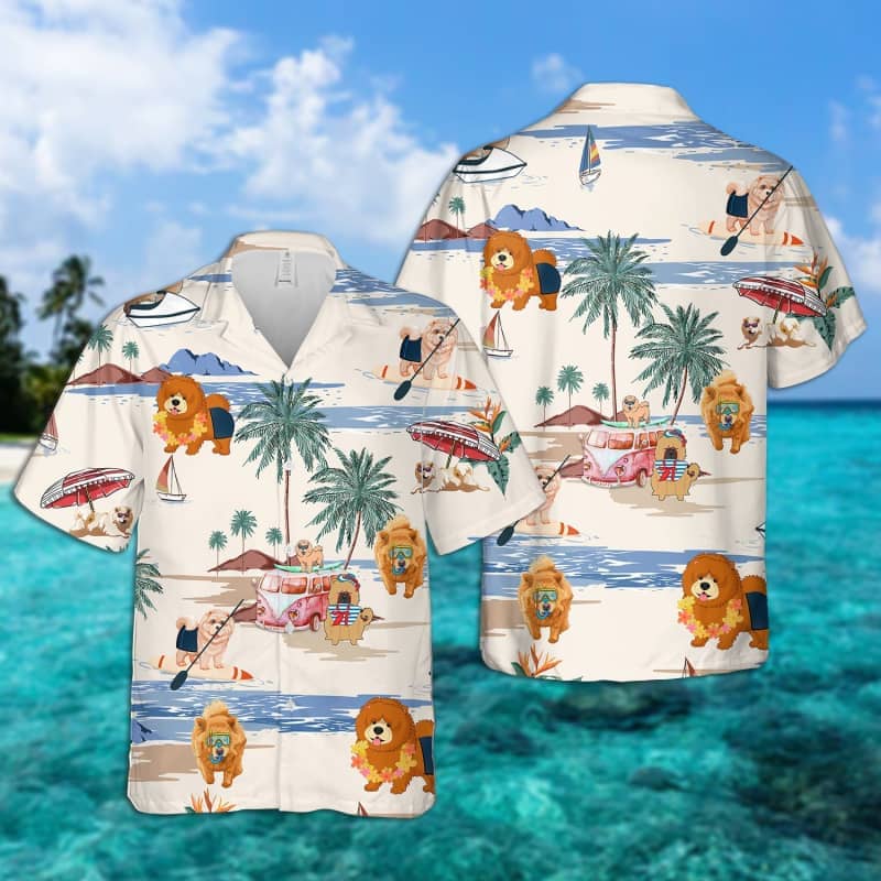 Chow Chow Summer Beach Hawaiian Shirt/ dog beach Short Sleeve Hawaiian Shirt