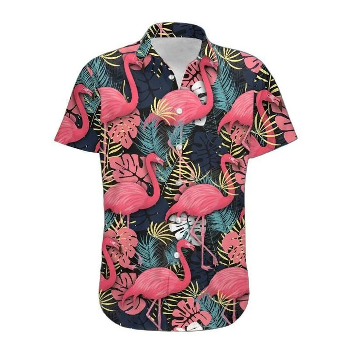 Classic Leave Flamingo Ornamental Hawaiian Shirt for Women