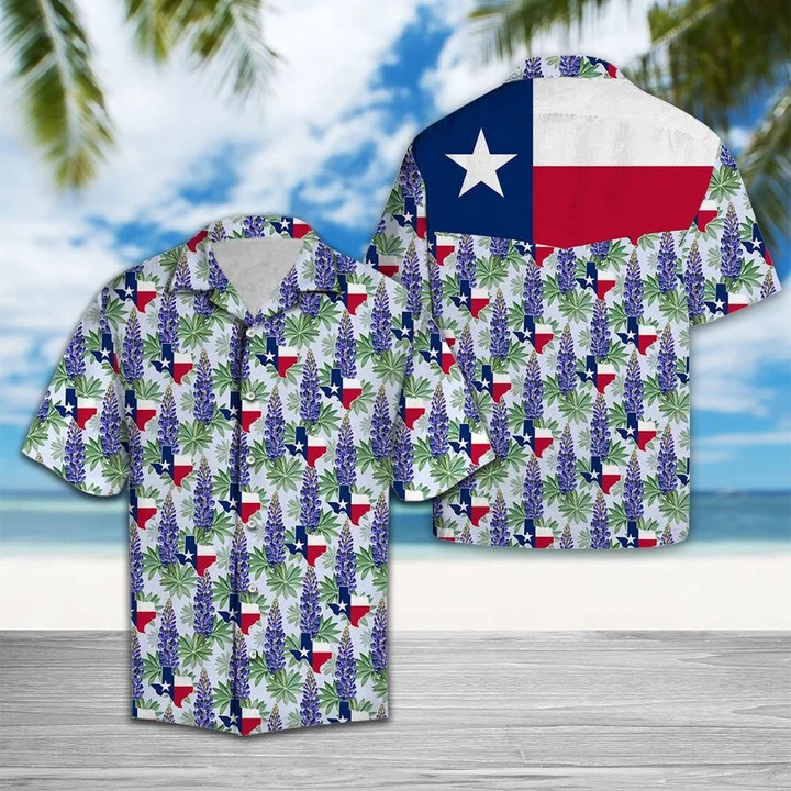 Classic Texas Bluebonnet Flag Hawaiian Shirt for Men and women