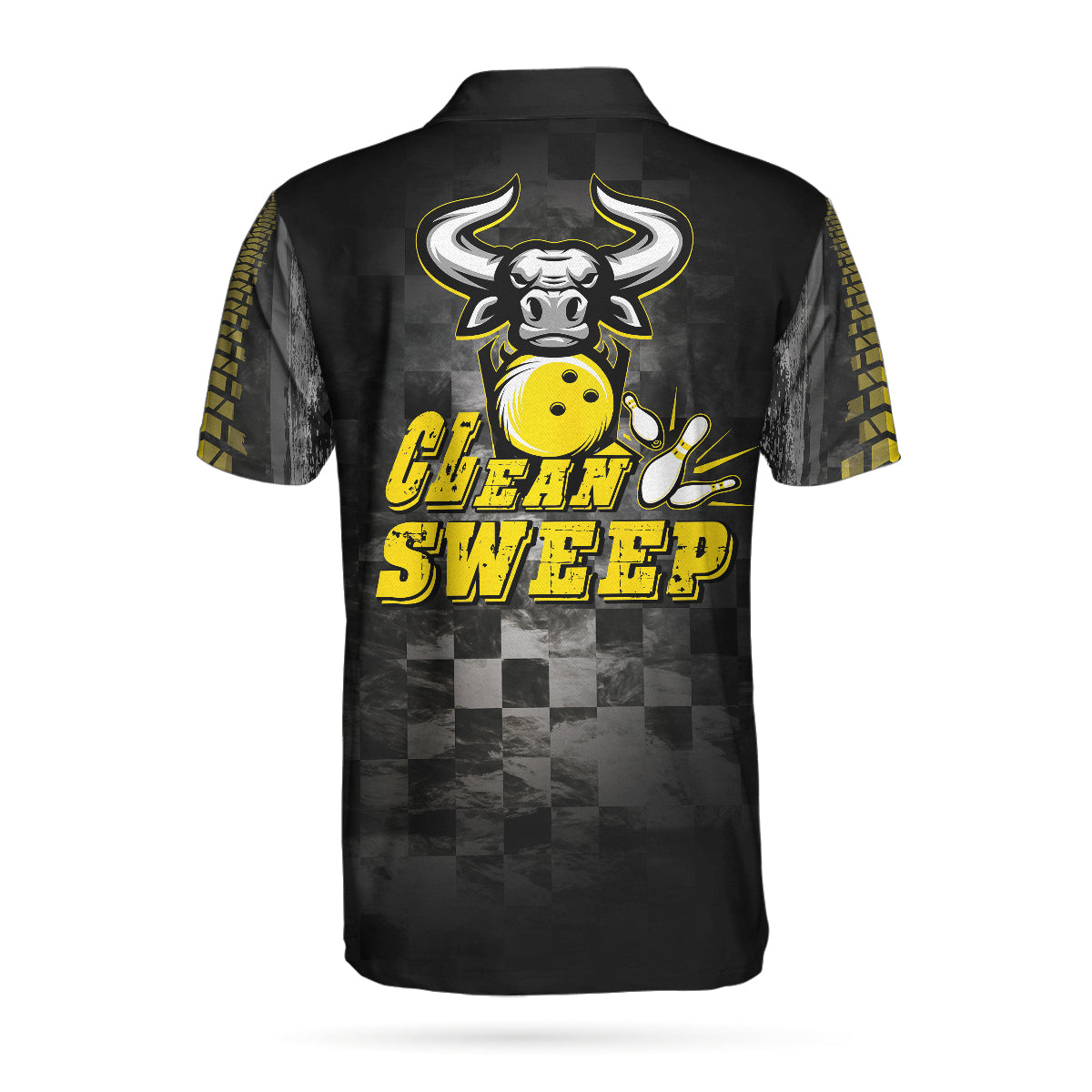 Clean Sweep Bowling Bull Short Sleeve Polo Shirt/ Checker Pattern Polo Shirt/ Best Bowling Shirt For Men Coolspod