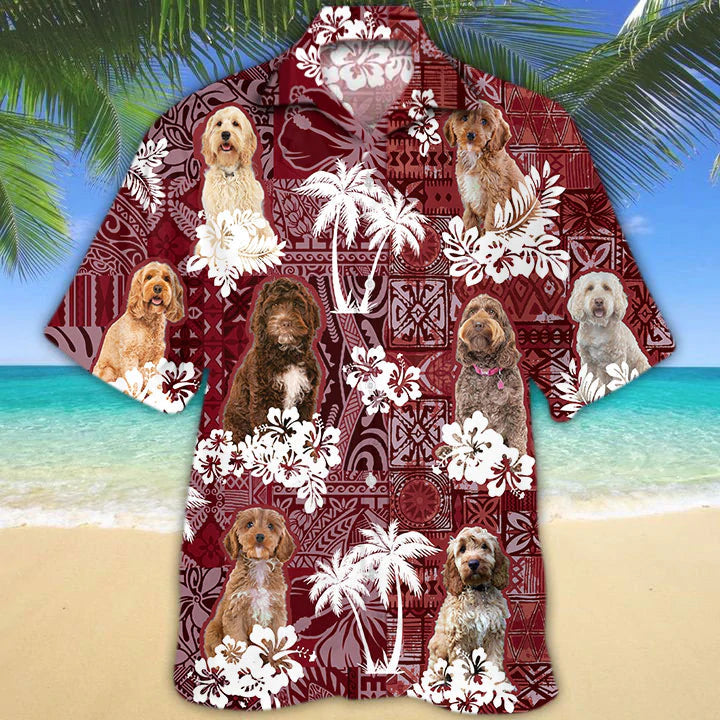 Cockapoo red Hawaiian Shirt/ Gift for Dog Lover Shirts/ Animal Summer Shirts/ Hawaiian Shirt Men