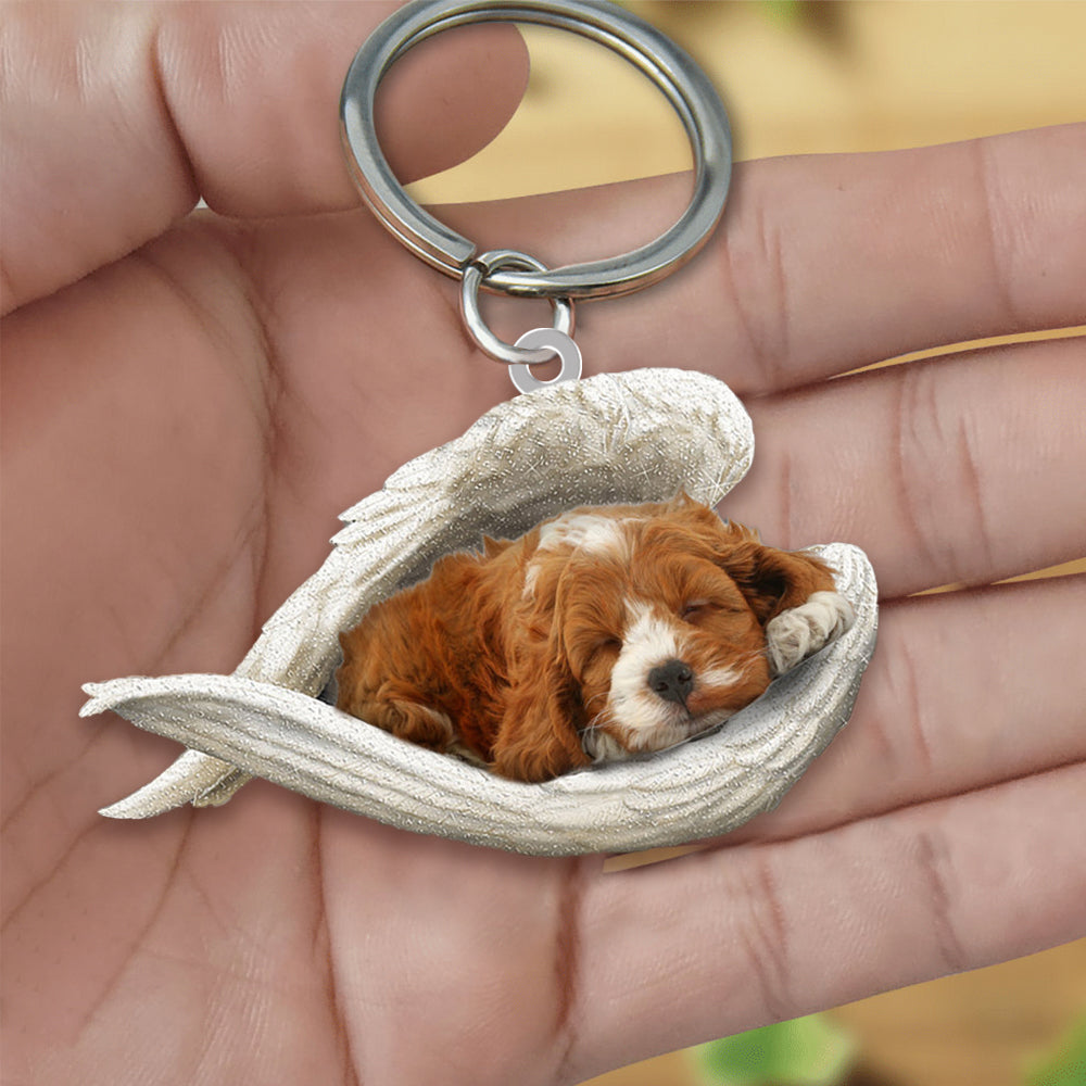 Cockapoo Sleeping Angel Acrylic Keychain Dog Sleeping keychain