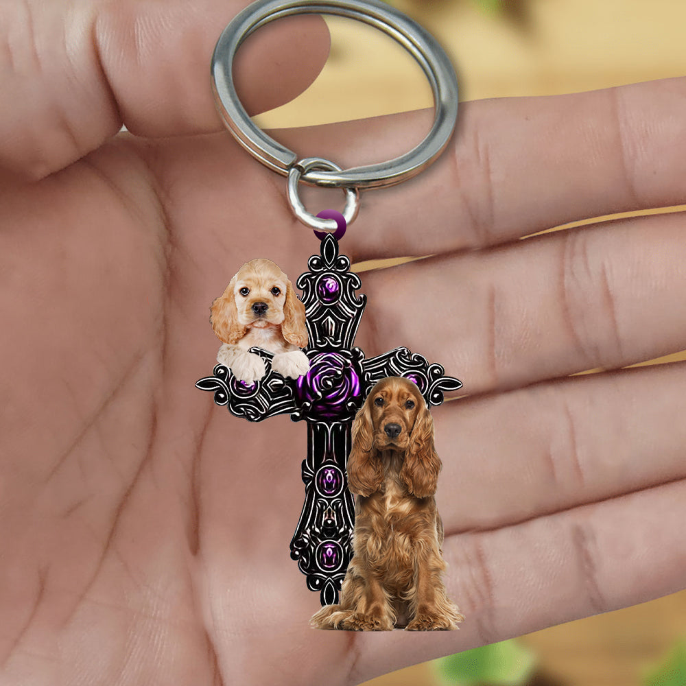Cocker Spaniel Pray For God Acrylic Keychain Dog Keychain Coolspod