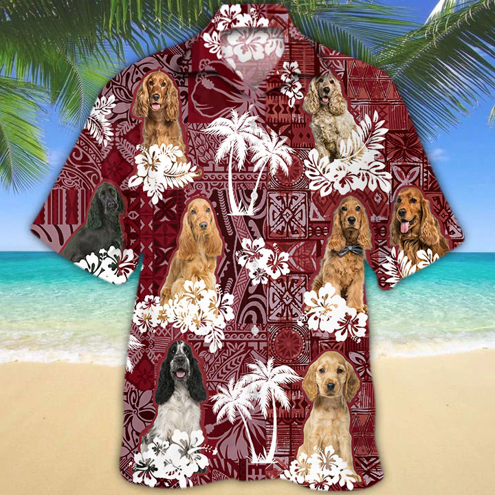 Cocker Spaniel red Hawaiian Shirt/ Gift for Dog Lover Shirts/ Animal Summer Shirts/ Hawaiian Shirt Men