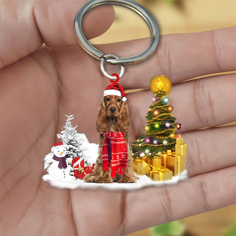 Cocker Spaniel Early Merry Christmas Acrylic Keychain Dog Keychain