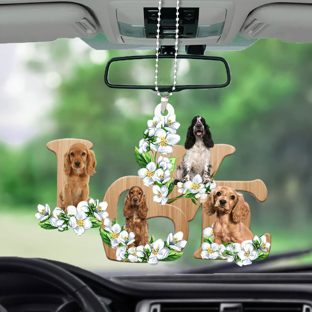 Cocker Spaniel Love Flowers Dog Lover Best Car Hanging Ornament