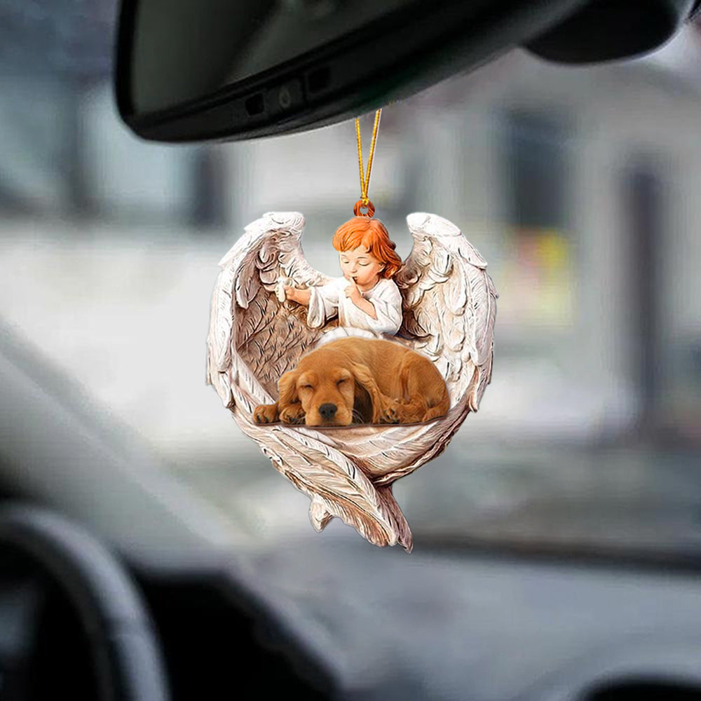 Sleeping Cocker Spaniel Protected By Angel Car Hanging Ornament