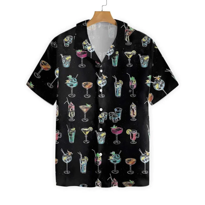 Cocktail For You Gift For Bartender Black Background Hawaiian Shirt