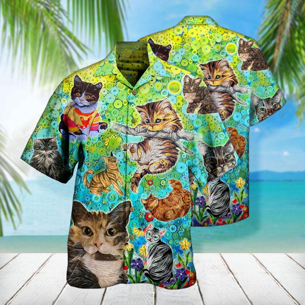 Colorful Cats Aloha Hawaiian Shirts For Men & For Women