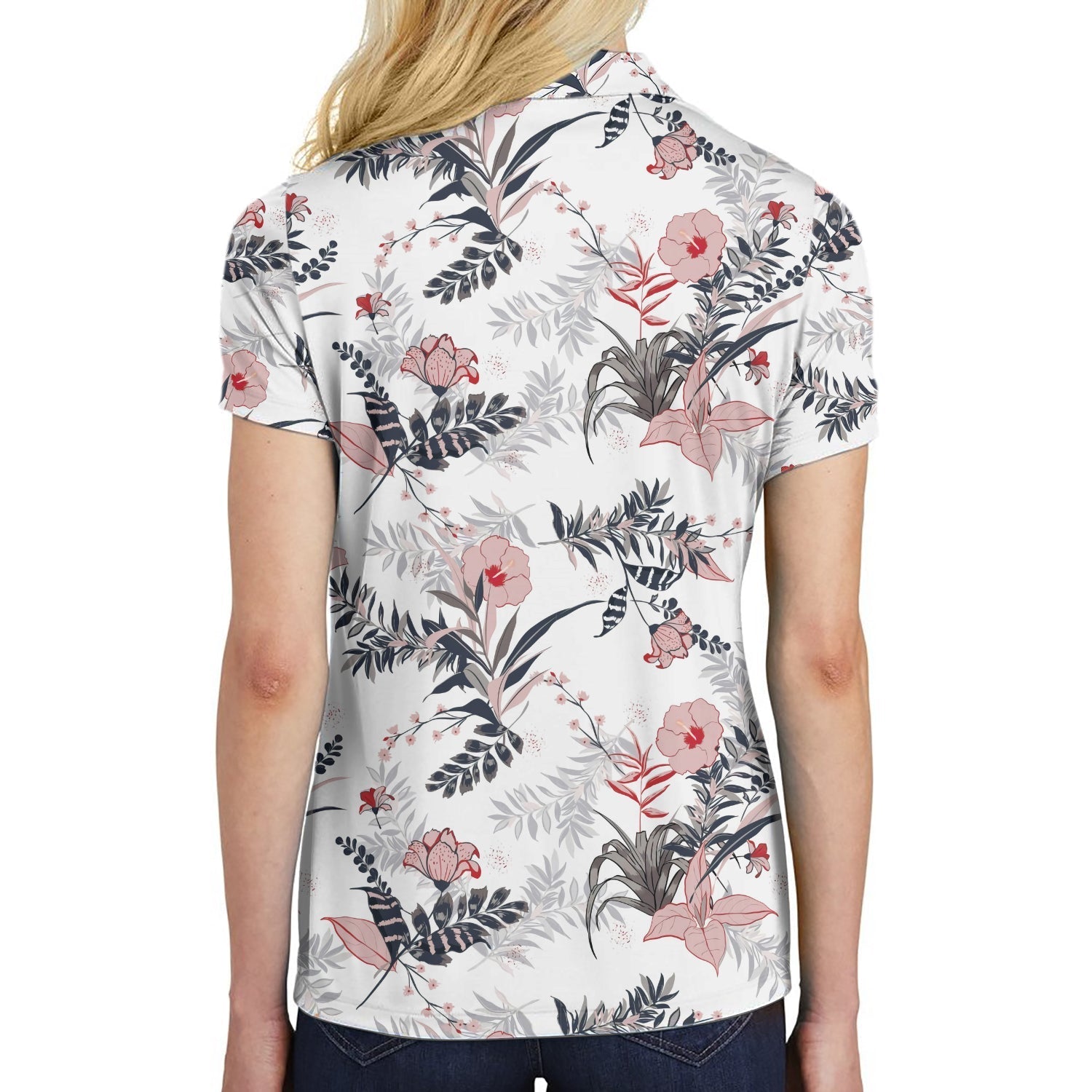 Colorful Floral Pattern Shirt Short Sleeve Women Polo Shirt Coolspod