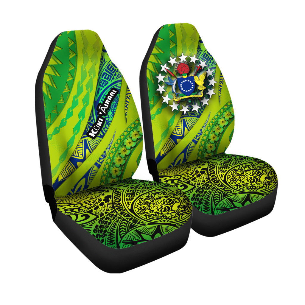 Cook Islands Car Seat Cover Artsy Style Green