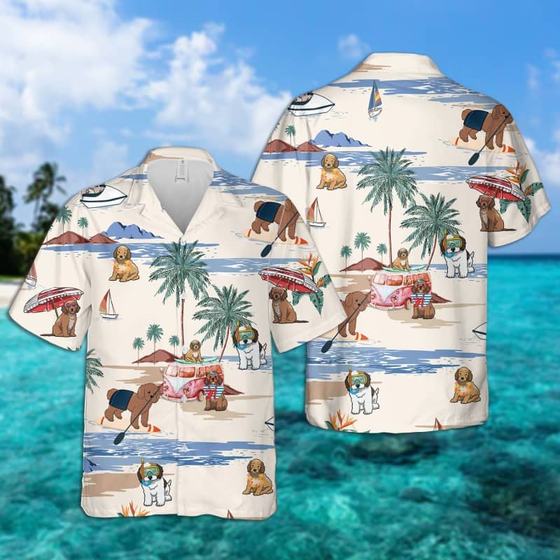 Cookapoo Summer Beach Hawaiian Shirt/ dog beach Short Sleeve Hawaiian Shirt
