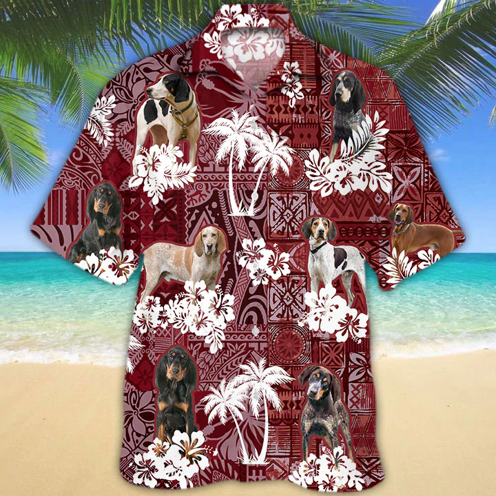 Coonhound red Hawaiian Shirt/ Gift for Dog Lover Shirts/ Animal Summer Shirts/ Hawaiian Shirt Men