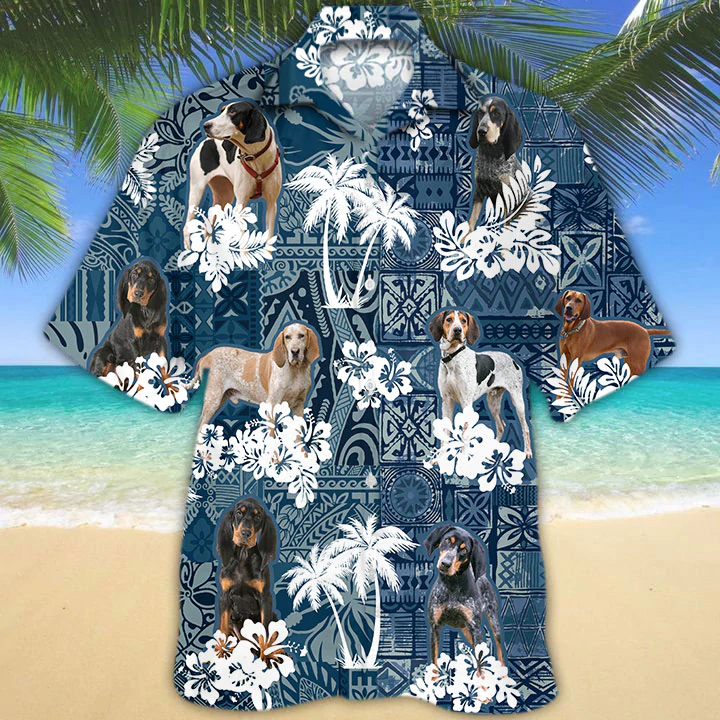 Coonhound Hawaiian Shirt/ Flowers Aloha Shirt For Dog Lovers/ Hawaiian shirts for men/ women